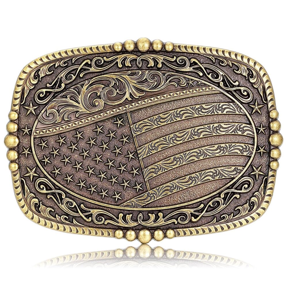 8871 Western Belt Buckle & - Vintage Cowboy Texas Rodeo Patriotic American